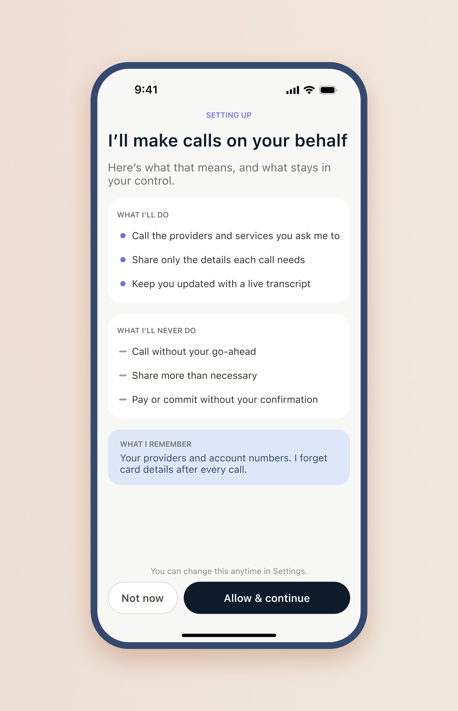 CallForMe consent screen.