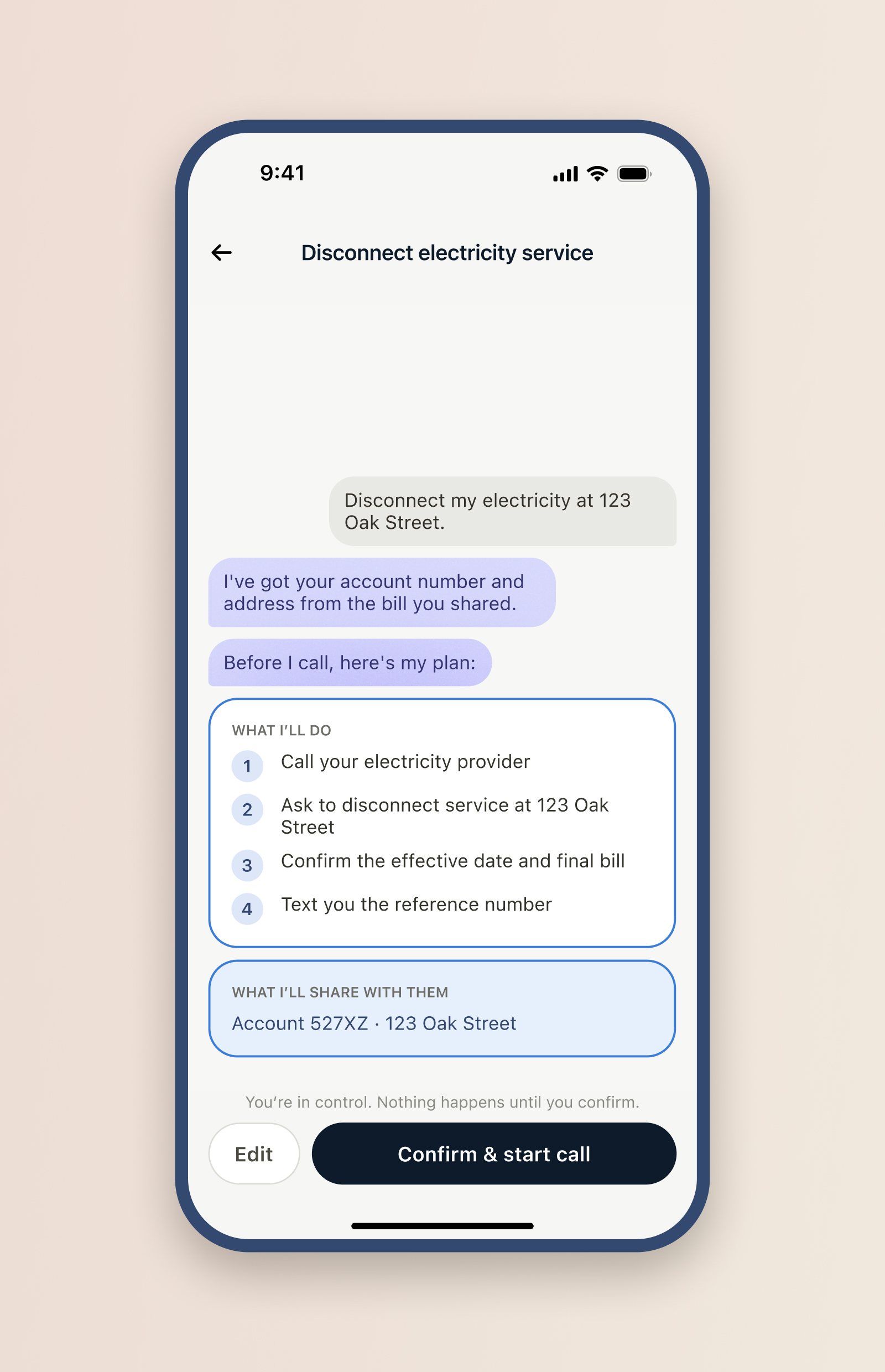 CallForMe call plan screen.