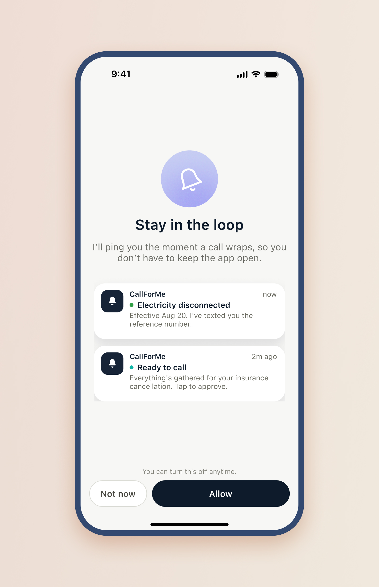 CallForMe welcome screen.